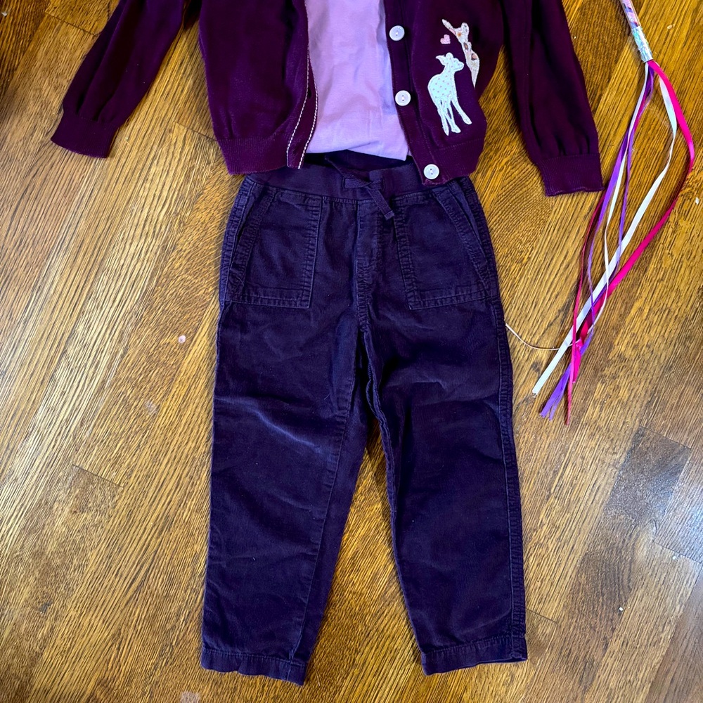 EUC TEA COLLECTION girls size 3 purple corduroy cargo pants (Germany line)